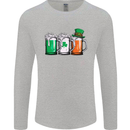 St Patricks Day Beer USA Irish Funny Mens Long Sleeve T-Shirt Sports Grey