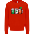 St Patricks Day Beer USA Irish Funny Mens Sweatshirt Jumper Bright Red