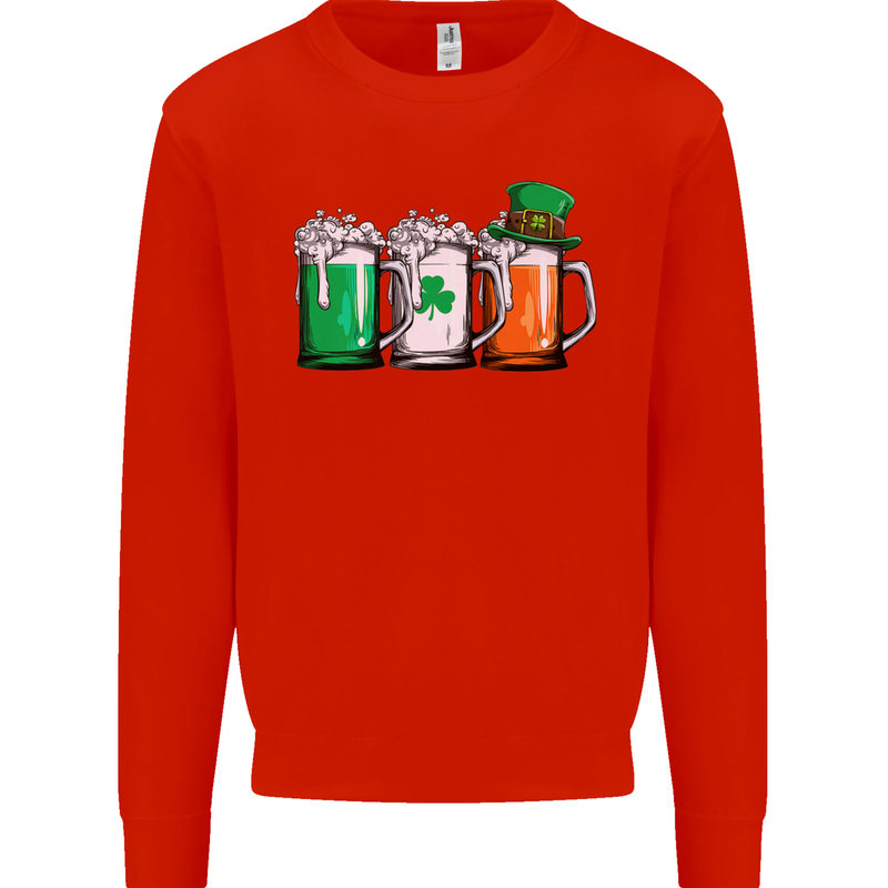 St Patricks Day Beer USA Irish Funny Mens Sweatshirt Jumper Bright Red