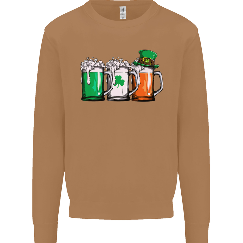 St Patricks Day Beer USA Irish Funny Mens Sweatshirt Jumper Caramel Latte