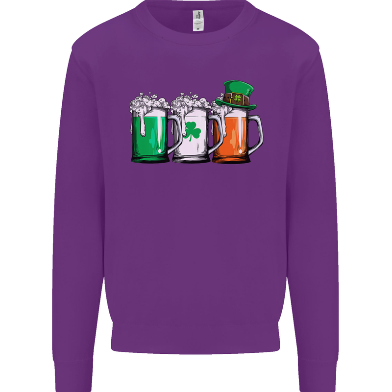 St Patricks Day Beer USA Irish Funny Mens Sweatshirt Jumper Purple