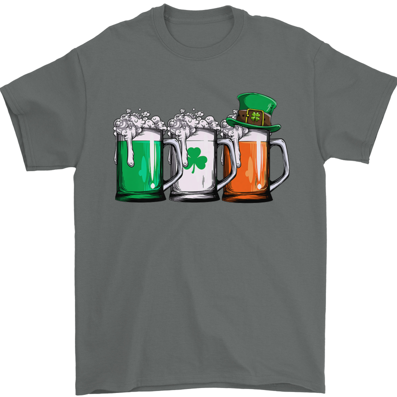 St Patricks Day Beer USA Irish Funny Mens T-Shirt Cotton Gildan Charcoal