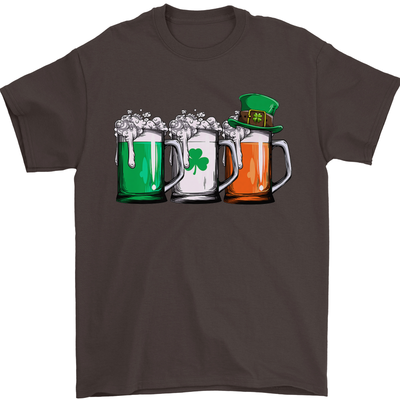 St Patricks Day Beer USA Irish Funny Mens T-Shirt Cotton Gildan Dark Chocolate