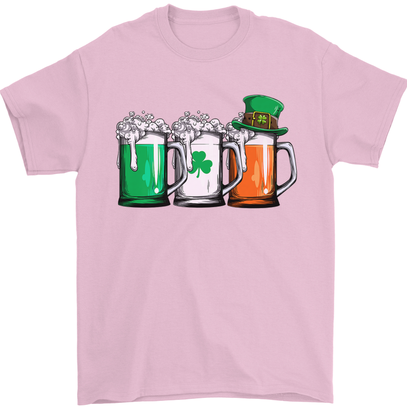 St Patricks Day Beer USA Irish Funny Mens T-Shirt Cotton Gildan Light Pink