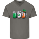 St Patricks Day Beer USA Irish Funny Mens V-Neck Cotton T-Shirt Charcoal