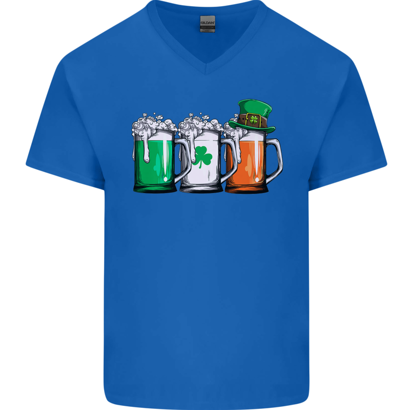St Patricks Day Beer USA Irish Funny Mens V-Neck Cotton T-Shirt Royal Blue