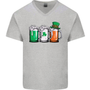St Patricks Day Beer USA Irish Funny Mens V-Neck Cotton T-Shirt Sports Grey