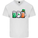 St Patricks Day Beer USA Irish Funny Mens V-Neck Cotton T-Shirt White