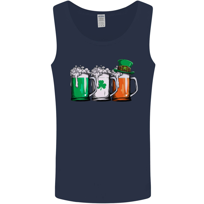 St Patricks Day Beer USA Irish Funny Mens Vest Tank Top Navy Blue