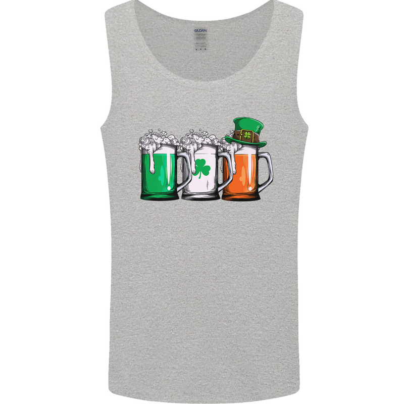 St Patricks Day Beer USA Irish Funny Mens Vest Tank Top Sports Grey
