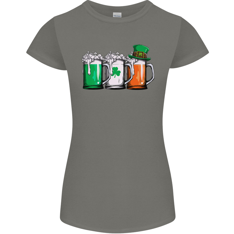 St Patricks Day Beer USA Irish Funny Womens Petite Cut T-Shirt Charcoal