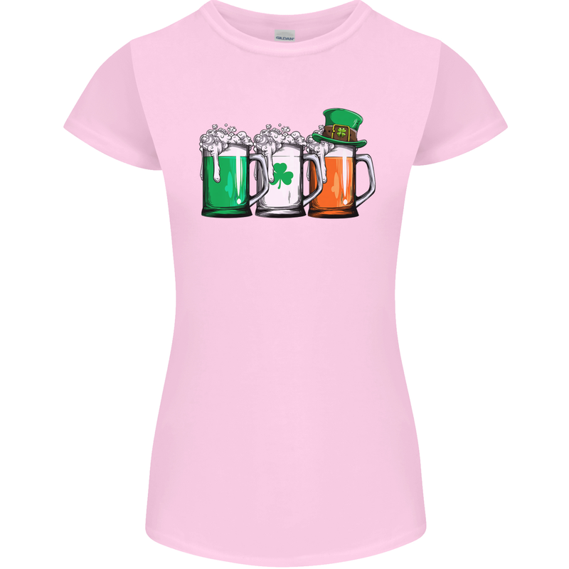 St Patricks Day Beer USA Irish Funny Womens Petite Cut T-Shirt Light Pink