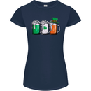 St Patricks Day Beer USA Irish Funny Womens Petite Cut T-Shirt Navy Blue