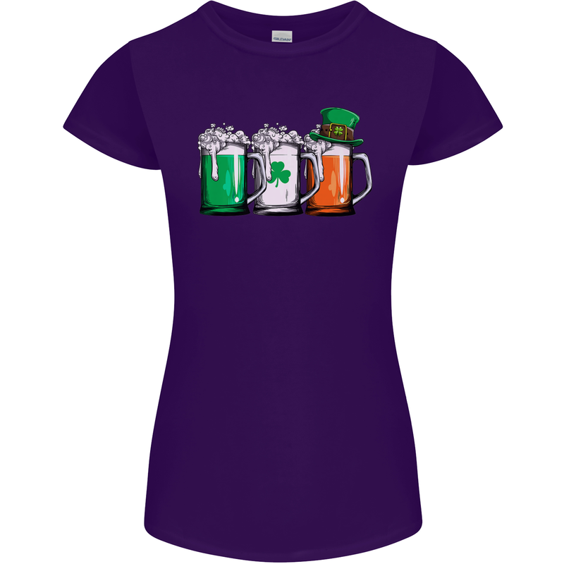 St Patricks Day Beer USA Irish Funny Womens Petite Cut T-Shirt Purple