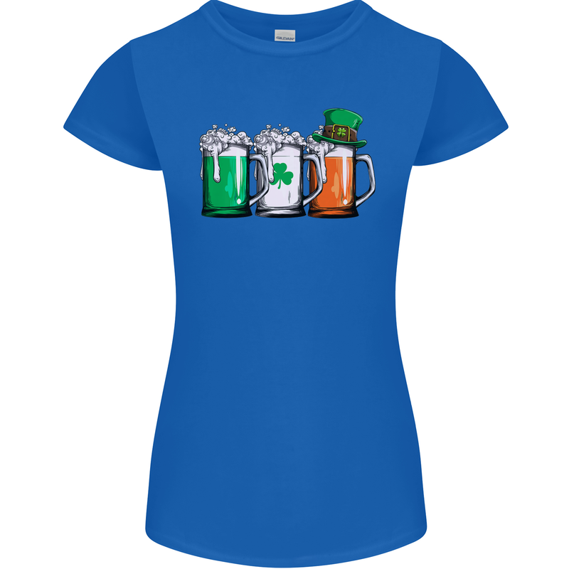 St Patricks Day Beer USA Irish Funny Womens Petite Cut T-Shirt Royal Blue