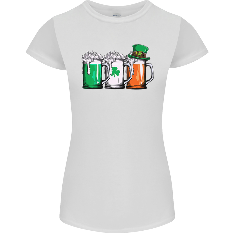 St Patricks Day Beer USA Irish Funny Womens Petite Cut T-Shirt White