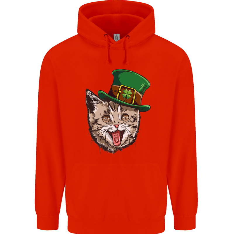 St Patricks Day Cat Funny Irish Childrens Kids Hoodie Bright Red
