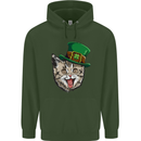 St Patricks Day Cat Funny Irish Childrens Kids Hoodie Forest Green