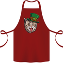 St Patricks Day Cat Funny Irish Cotton Apron 100% Organic Maroon