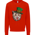 St Patricks Day Cat Funny Irish Kids Sweatshirt Jumper Bright Red