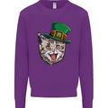 St Patricks Day Cat Funny Irish Kids Sweatshirt Jumper Purple