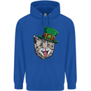 St Patricks Day Cat Funny Irish Mens 80% Cotton Hoodie Royal Blue