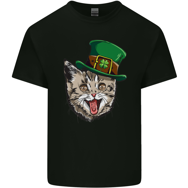 St Patricks Day Cat Funny Irish Mens Cotton T-Shirt Tee Top Black
