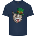 St Patricks Day Cat Funny Irish Mens Cotton T-Shirt Tee Top Navy Blue
