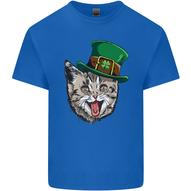 St Patricks Day Cat Funny Irish Mens Cotton T-Shirt Tee Top Royal Blue