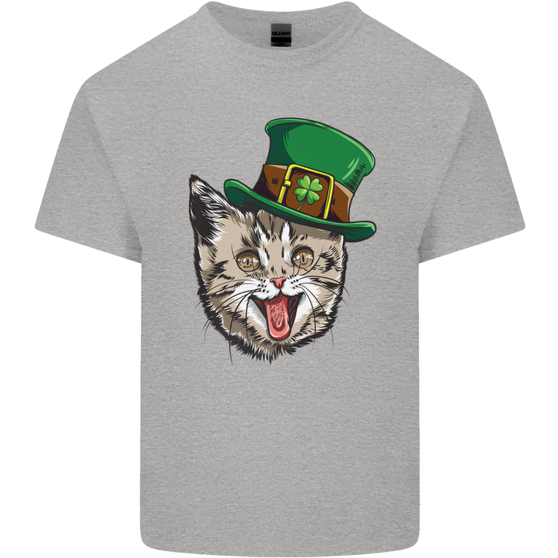 St Patricks Day Cat Funny Irish Mens Cotton T-Shirt Tee Top Sports Grey
