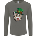 St Patricks Day Cat Funny Irish Mens Long Sleeve T-Shirt Charcoal