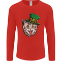 St Patricks Day Cat Funny Irish Mens Long Sleeve T-Shirt Red