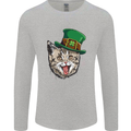 St Patricks Day Cat Funny Irish Mens Long Sleeve T-Shirt Sports Grey