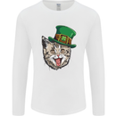 St Patricks Day Cat Funny Irish Mens Long Sleeve T-Shirt White
