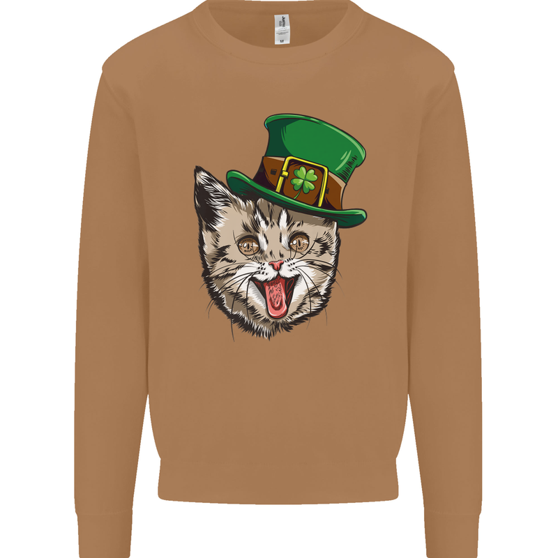 St Patricks Day Cat Funny Irish Mens Sweatshirt Jumper Caramel Latte