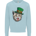 St Patricks Day Cat Funny Irish Mens Sweatshirt Jumper Light Blue