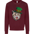 St Patricks Day Cat Funny Irish Mens Sweatshirt Jumper Maroon
