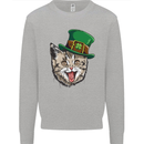 St Patricks Day Cat Funny Irish Mens Sweatshirt Jumper Sports Grey