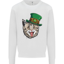 St Patricks Day Cat Funny Irish Mens Sweatshirt Jumper White