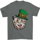 St Patricks Day Cat Funny Irish Mens T-Shirt Cotton Gildan Charcoal