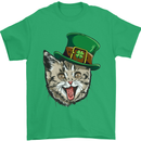 St Patricks Day Cat Funny Irish Mens T-Shirt Cotton Gildan Irish Green