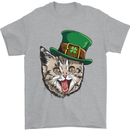 St Patricks Day Cat Funny Irish Mens T-Shirt Cotton Gildan Sports Grey