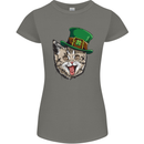 St Patricks Day Cat Funny Irish Womens Petite Cut T-Shirt Charcoal
