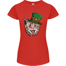 St Patricks Day Cat Funny Irish Womens Petite Cut T-Shirt Red