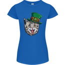 St Patricks Day Cat Funny Irish Womens Petite Cut T-Shirt Royal Blue