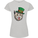 St Patricks Day Cat Funny Irish Womens Petite Cut T-Shirt Sports Grey
