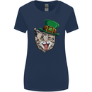 St Patricks Day Cat Funny Irish Womens Wider Cut T-Shirt Navy Blue