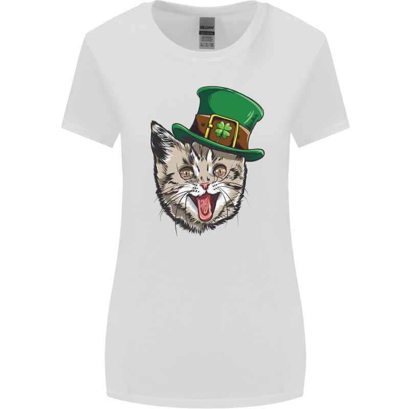 St Patricks Day Cat Funny Irish Womens Wider Cut T-Shirt White