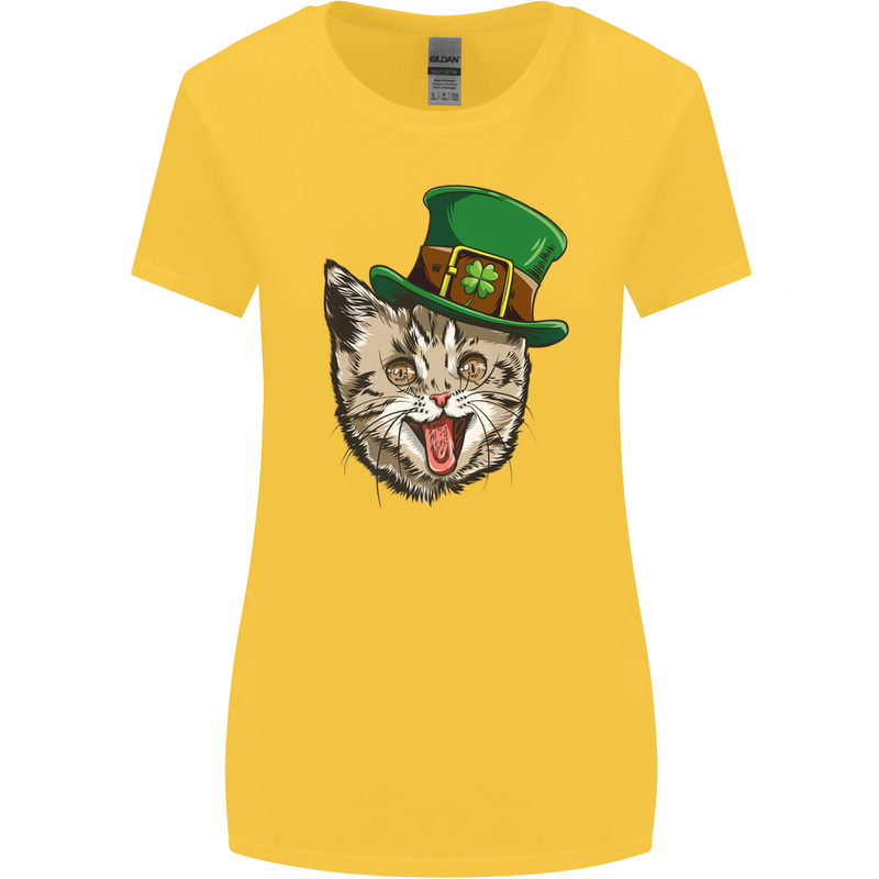 St Patricks Day Cat Funny Irish Womens Wider Cut T-Shirt Yellow