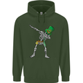 St Patricks Day Dabbing Skeleton Skull Childrens Kids Hoodie Forest Green